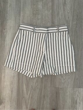 Ann Taylor White Shorts with Black Vertical Stripes